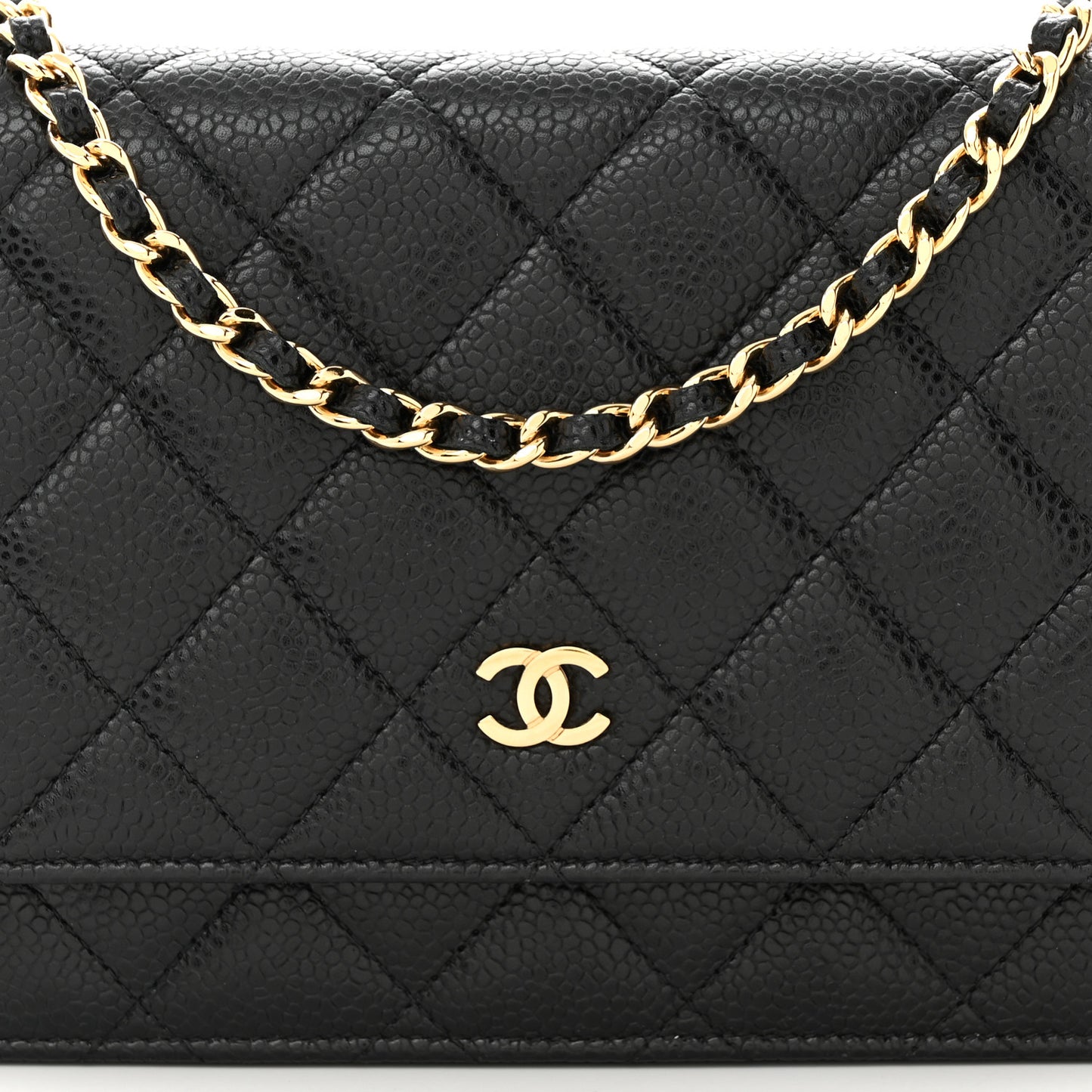 Caviar Quilted Wallet on Chain WOC Black