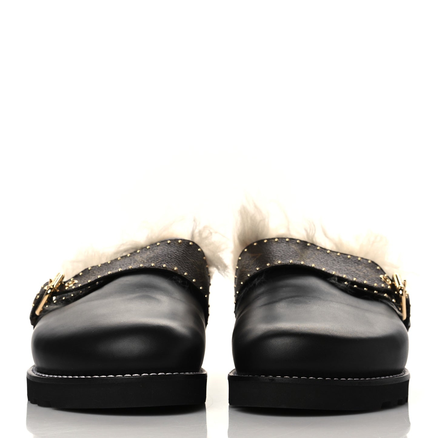Calfskin Monogram Lambswool Winterbreak Comfort Clogs 38 Black