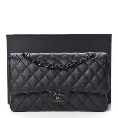 Chanel Crumpled Calfskin Quilted Medium Double Flap So Black 10 of 10