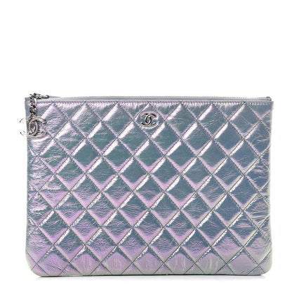 Chanel Iridescent Crumpled Calfskin CC Ripples Medium Cosmetic Case Purple 1 of 7