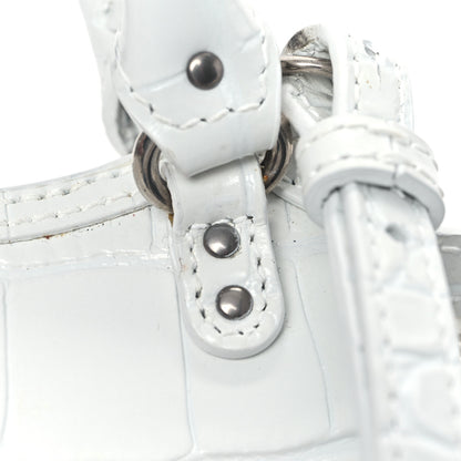 Balenciaga Extra Supple Calfskin Crocodile Embossed Neo Classic Silver Hardware Super Nano City Crossbody White 10 of 14