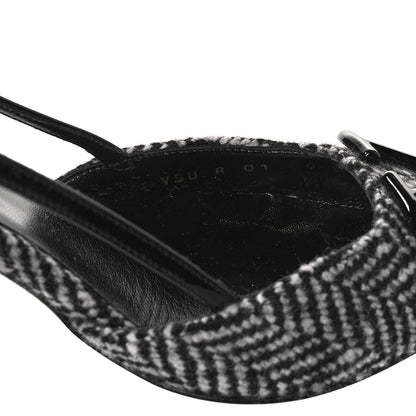Valentino Garavani Tweed Signature Vlogo Slingback 80mm Pumps 38.5 Black 8 of 10