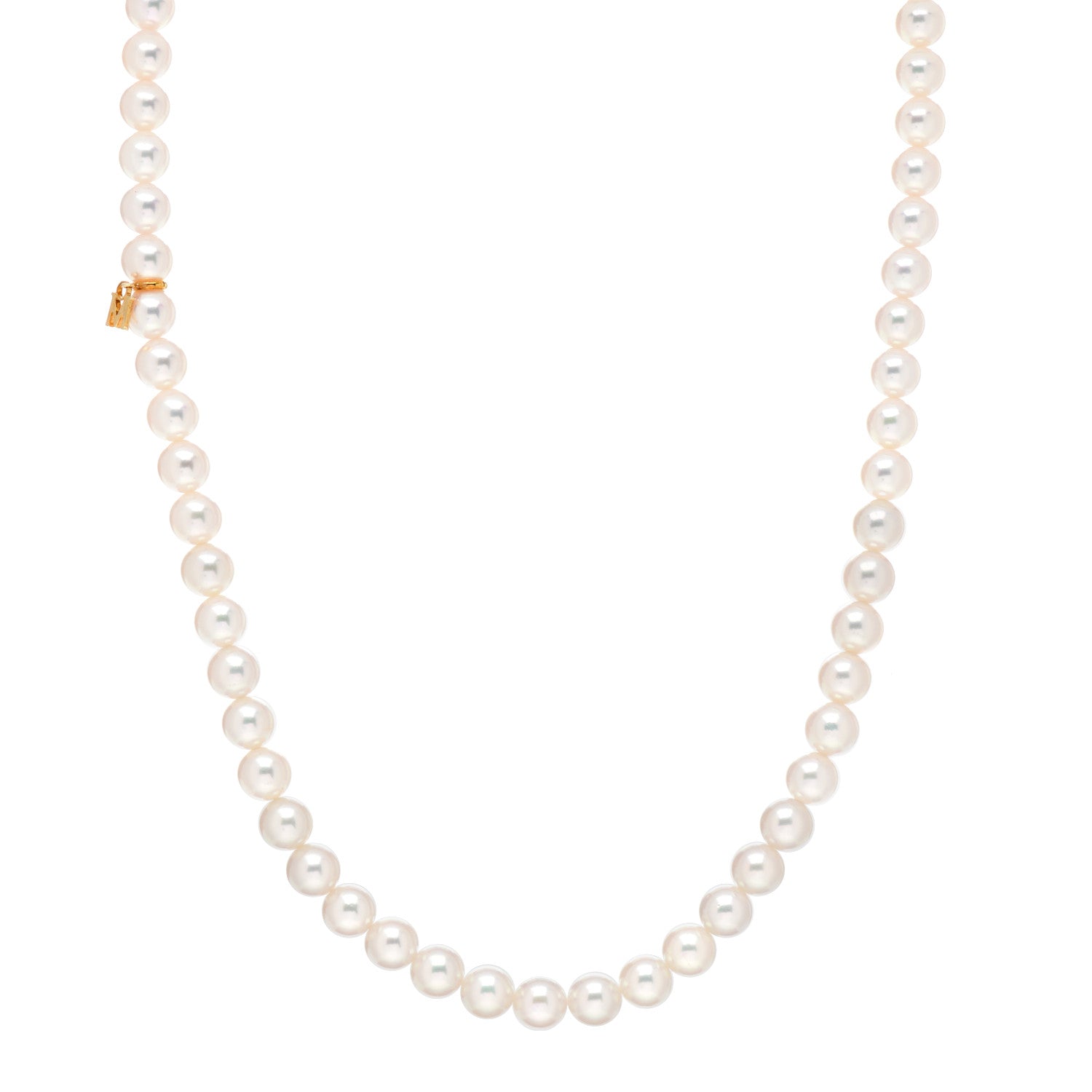 Mikimoto 18K Yellow Gold Akoya Pearl 6.5-7mm Strand Necklace 16" 1 of 5