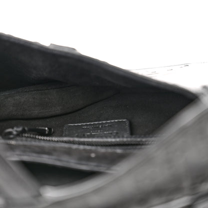 Christian Dior Calfskin Embossed Oblique Saddle Bag With Strap Black 5 of 10