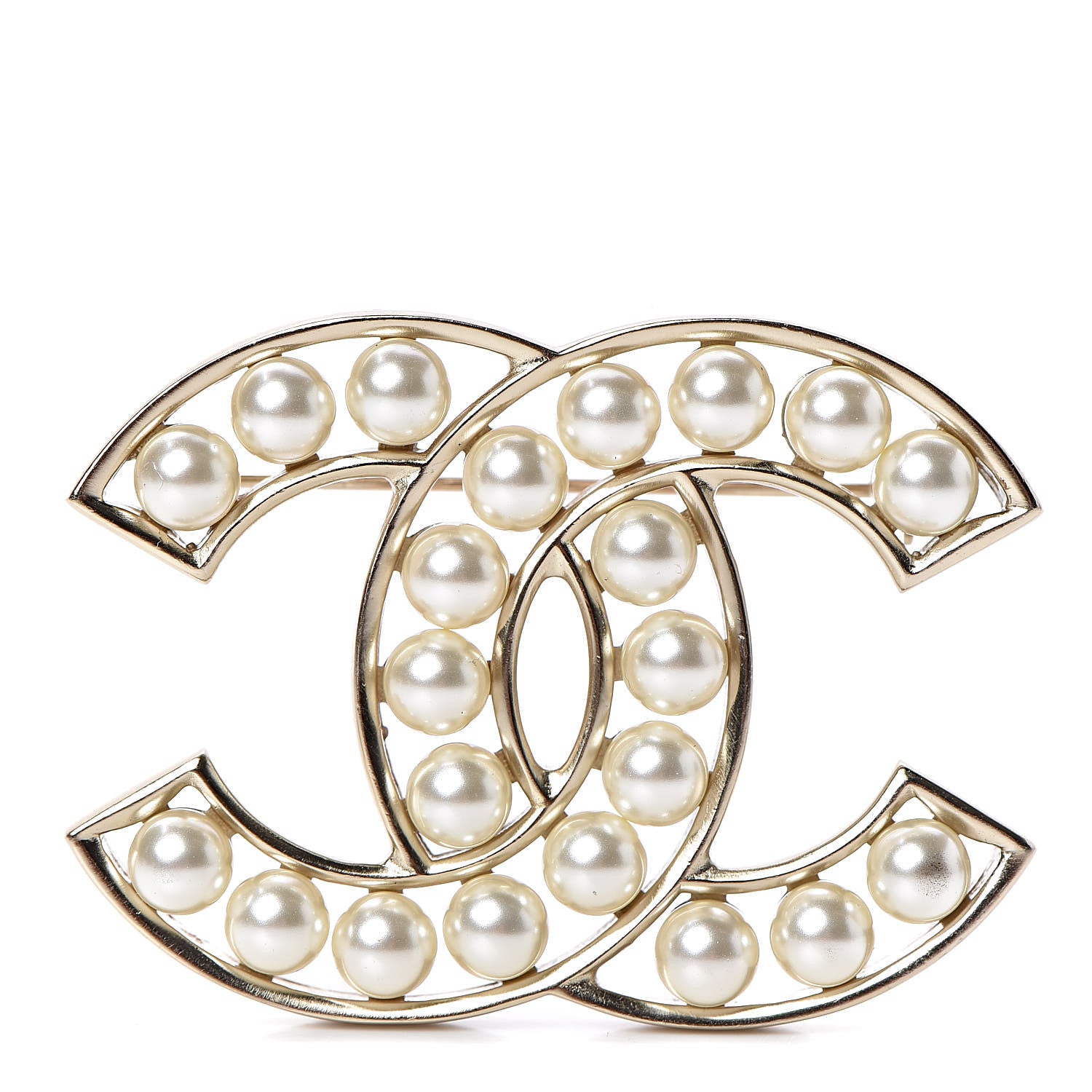 Chanel Pearl CC Brooch Light Gold 1 of 5