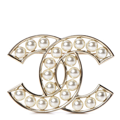 Chanel Pearl CC Brooch Light Gold 1 of 5