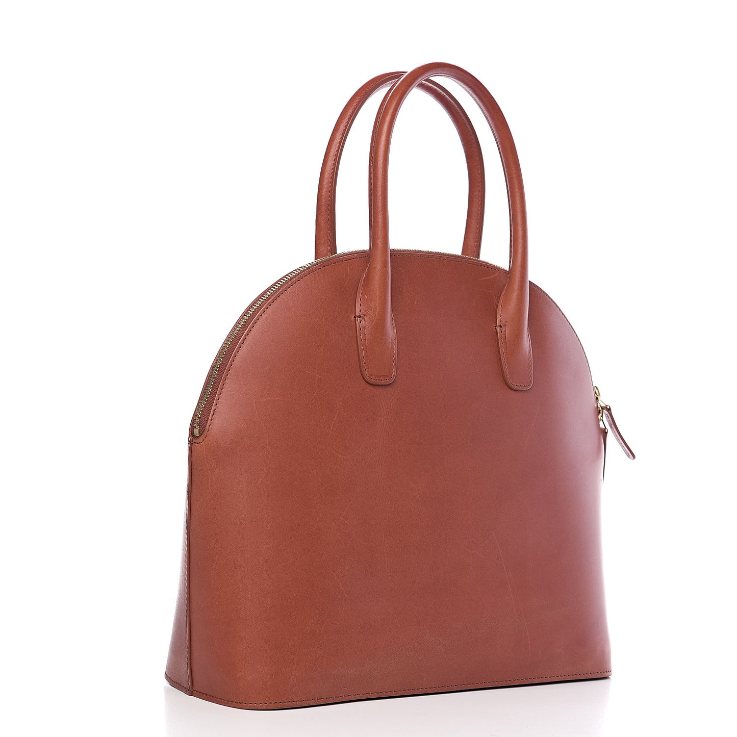 Calfskin Top Handle Rounded Bag Brandy