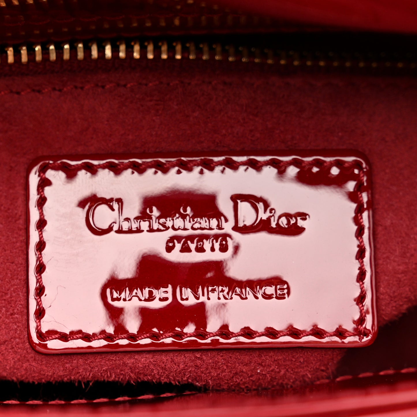 Patent Cannage Mini Lady Dior Red