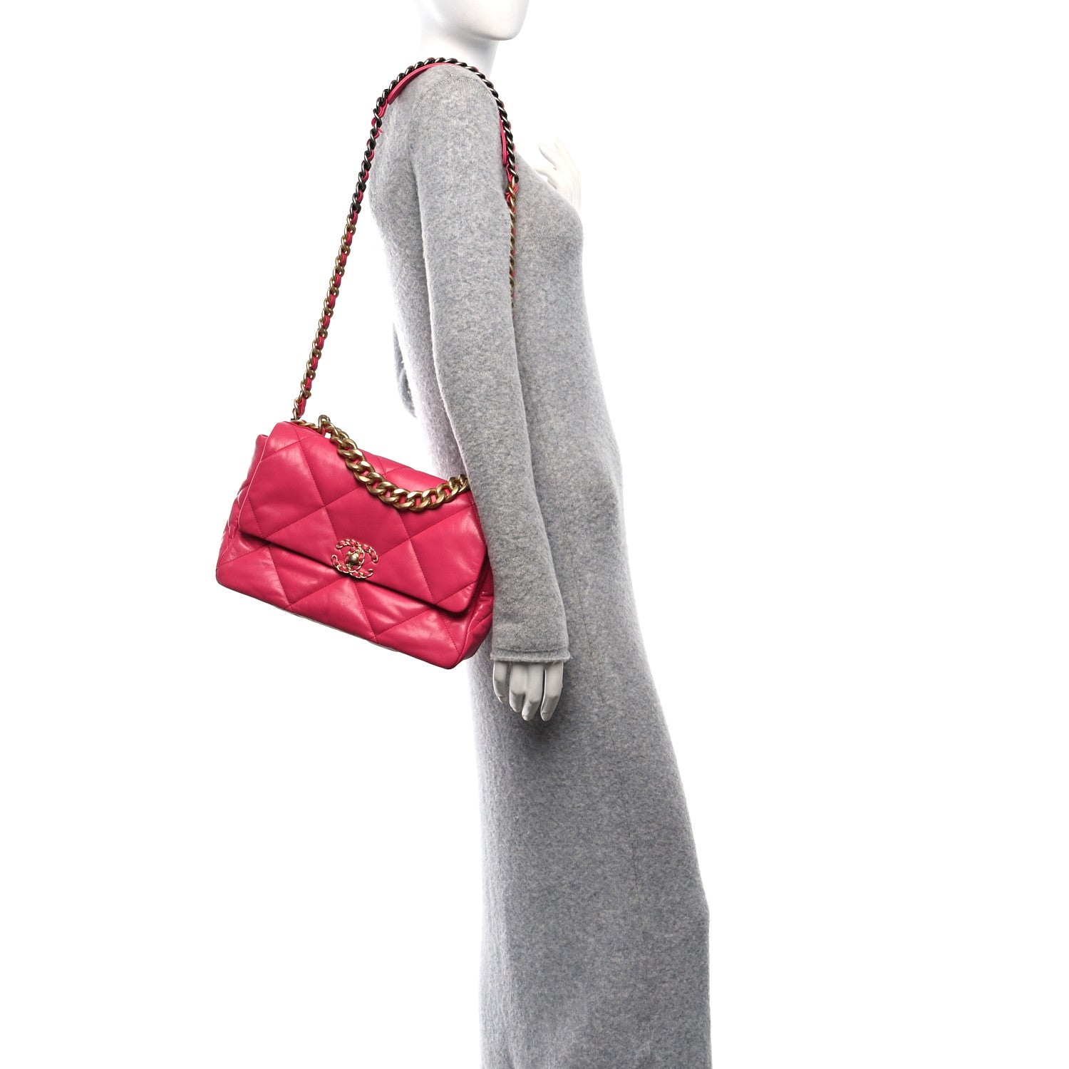 Chanel Lambskin Quilted Large Chanel 19 Flap Dark Pink 2 of 11
