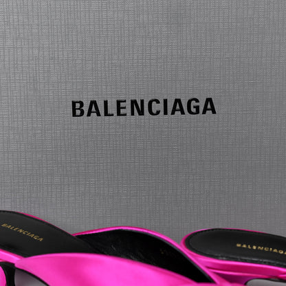 Balenciaga Satin Pointed Toe Knife 40mm Mules 38 Rose Fuchsia 8 of 19