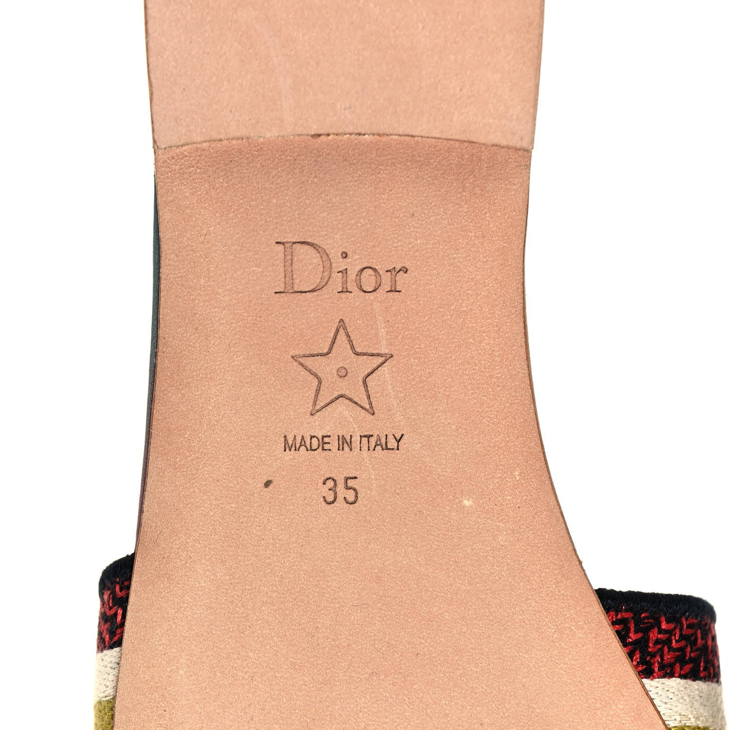 Canvas Dioraura Embroidered Dway Flat Slide Sandals 35 Multicolor