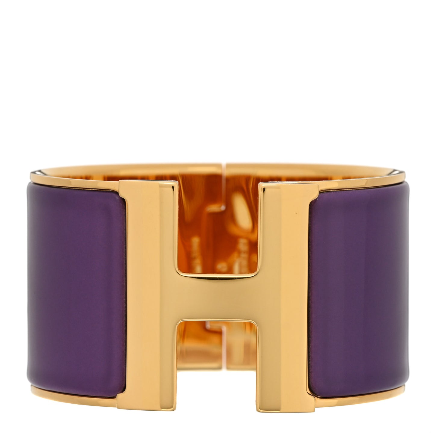 Enamel Extra Wide Clic Clac H Bracelet GM Pourpre