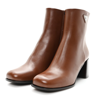 Prada Vitello Triangle Ankle Boots 36.5 Cognac 4 of 9