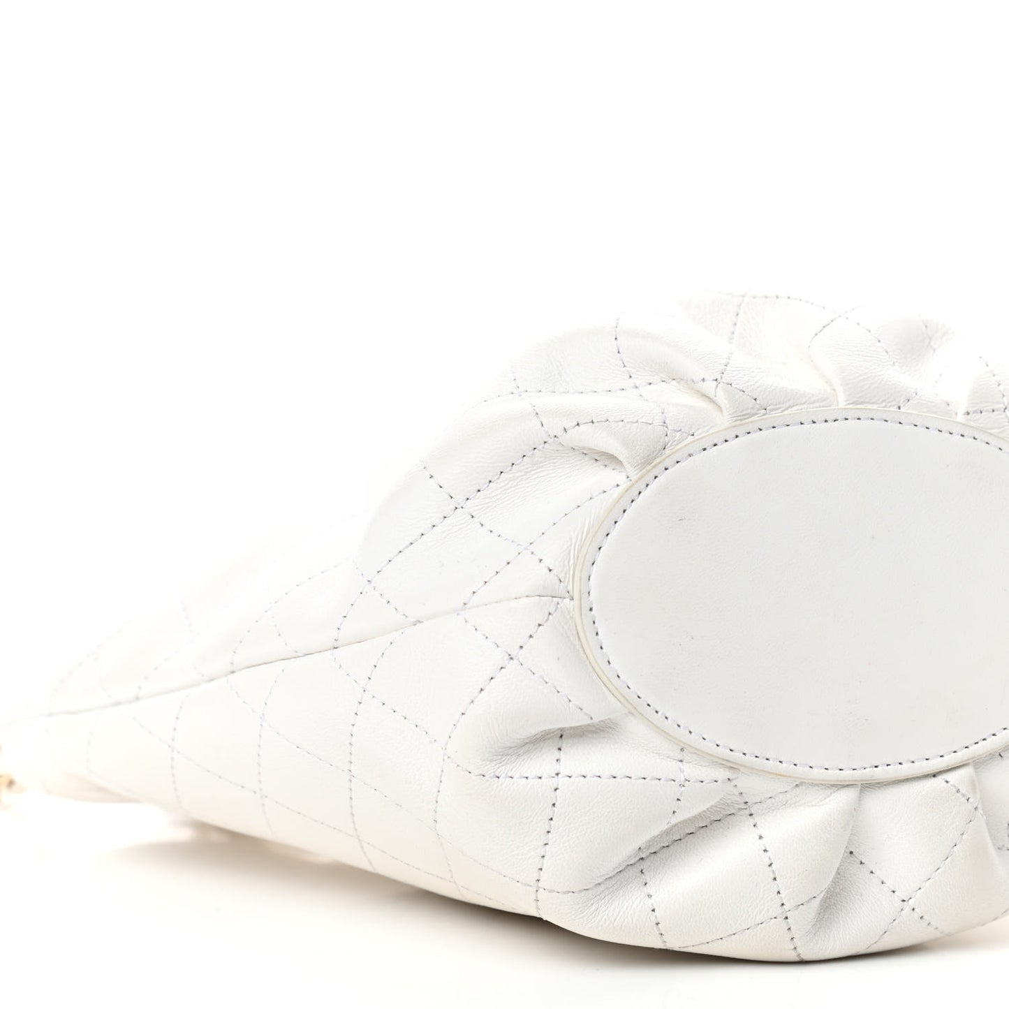Lambskin Stitched Small Shopping Tote White