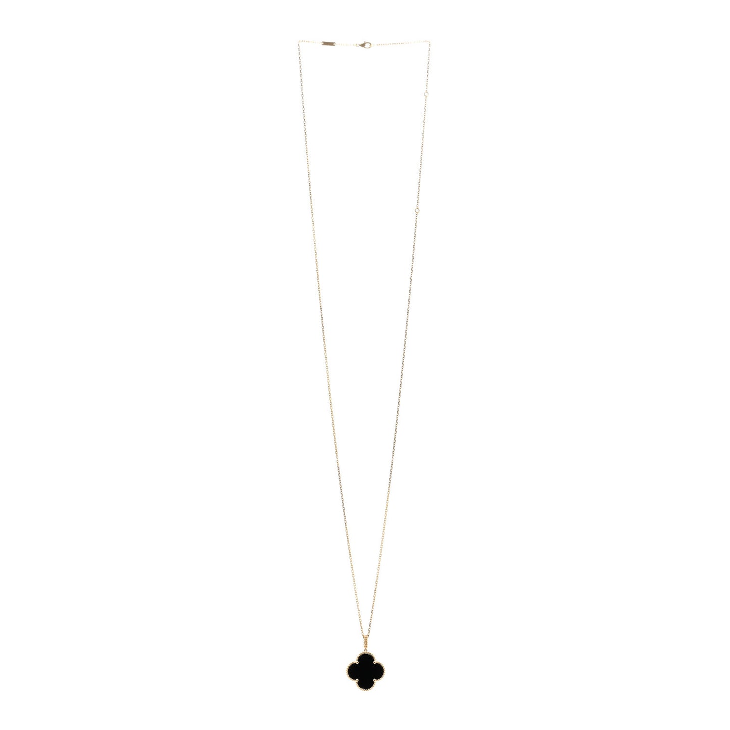 18K Yellow Gold Black Onyx Magic Alhambra Pendant Necklace