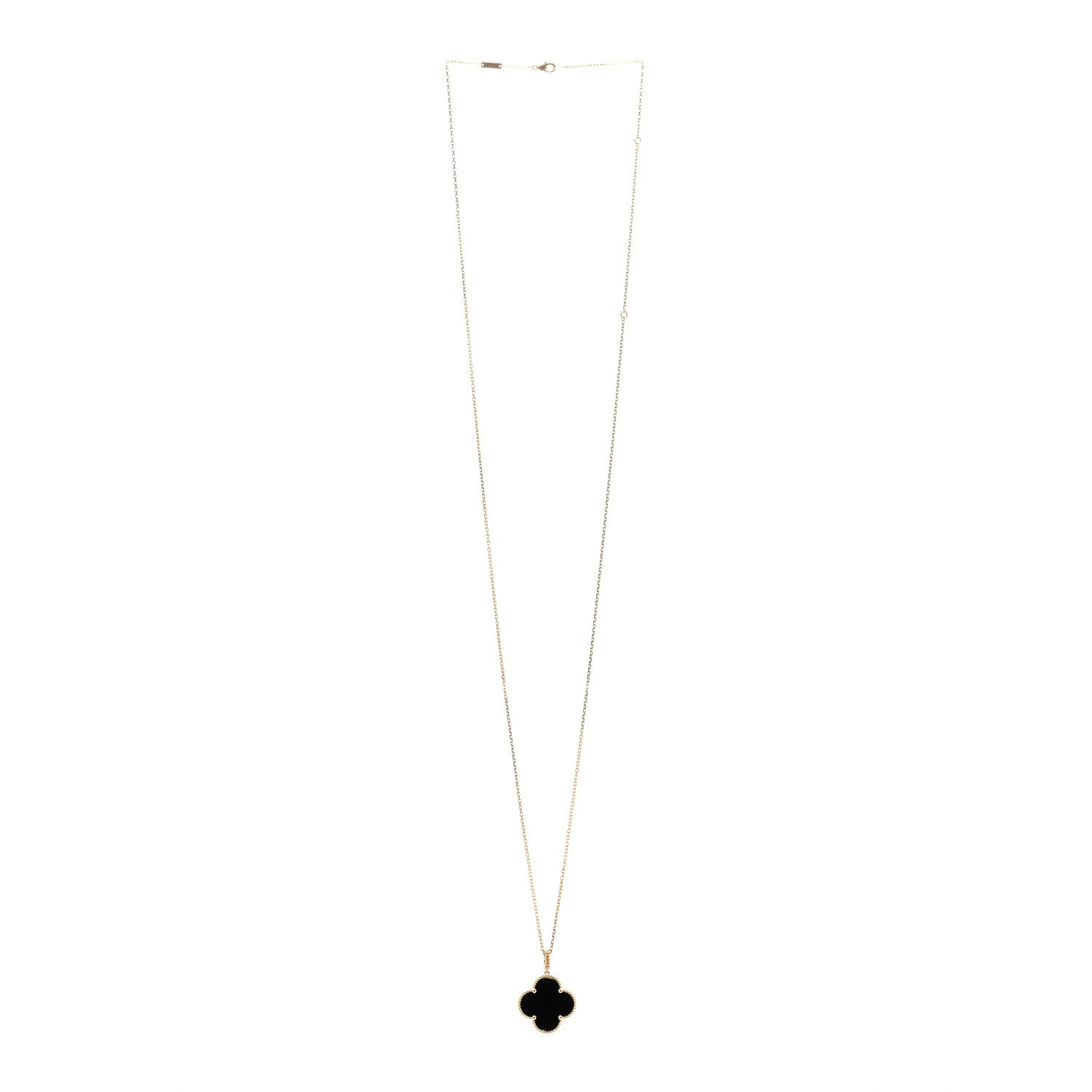 Van Cleef & Arpels 18K Yellow Gold Black Onyx Magic Alhambra Pendant Necklace 3 of 5