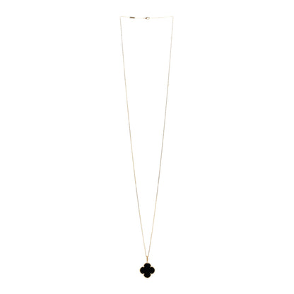 Van Cleef & Arpels 18K Yellow Gold Black Onyx Magic Alhambra Pendant Necklace 3 of 5