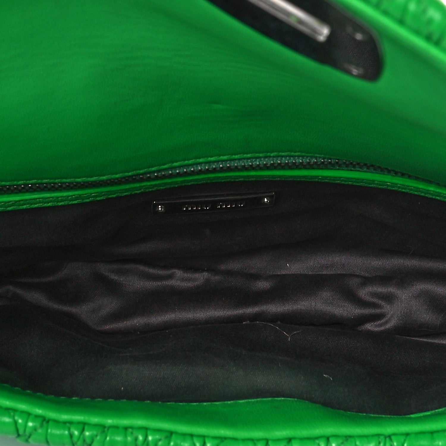 Miu Miu Nappa Matelasse Crystal Flap Clutch Green 4 of 8
