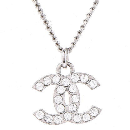 Chanel Crystal Timeless CC Necklace Silver 4 of 6