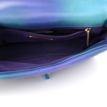 Chanel Tie Dye Calfskin Quilted Medium Chanel 19 Flap Blue Purple 5 of 10