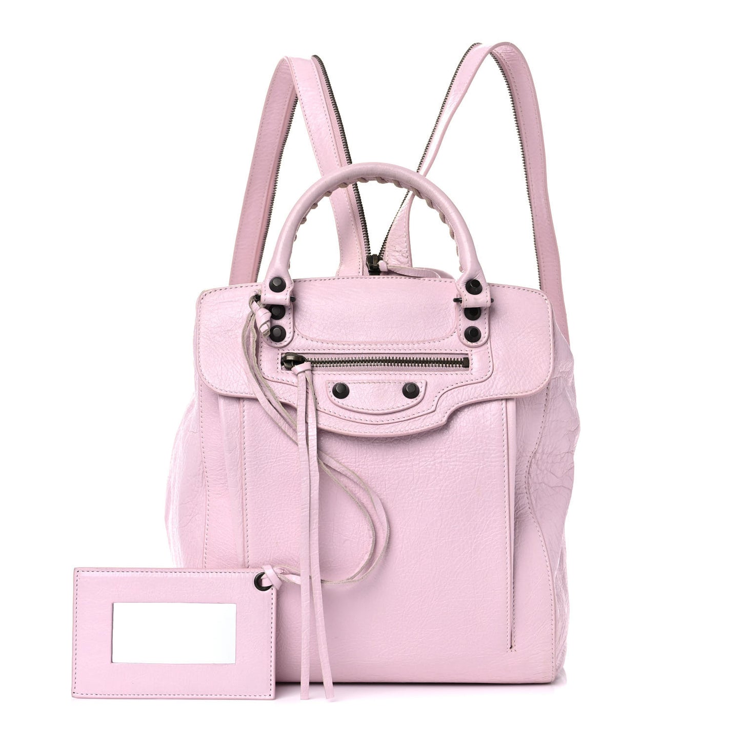 Agneau Classic Hardware Zip Traveler Backpack Rose Poudre Rose Petunia
