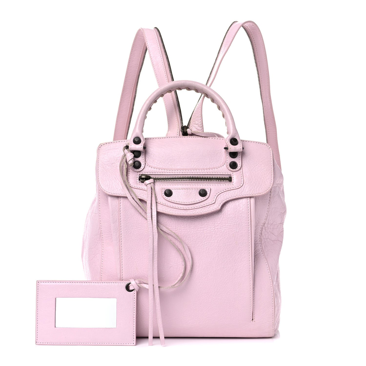 Balenciaga Agneau Classic Hardware Zip Traveler Backpack Rose Poudre Rose Petunia 2 of 17