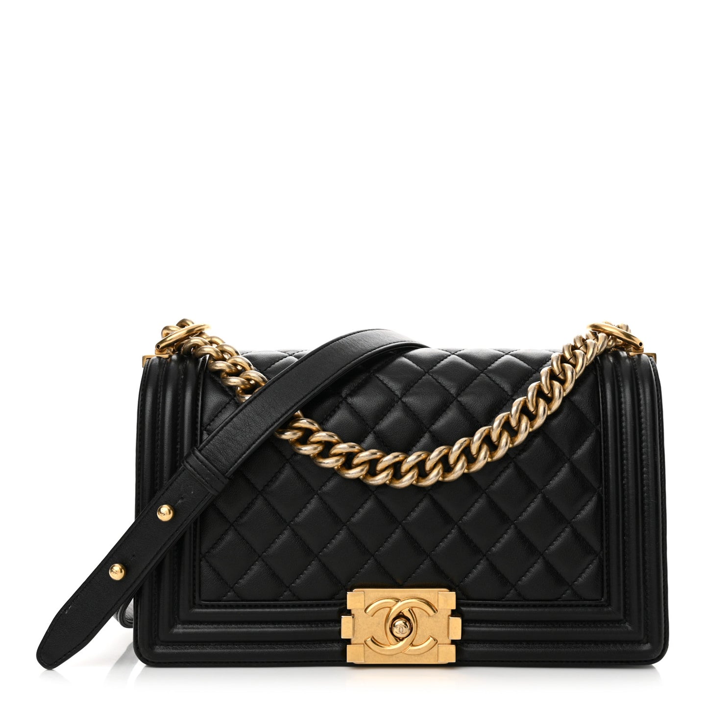 Calfskin Quilted Medium Boy Flap Black
