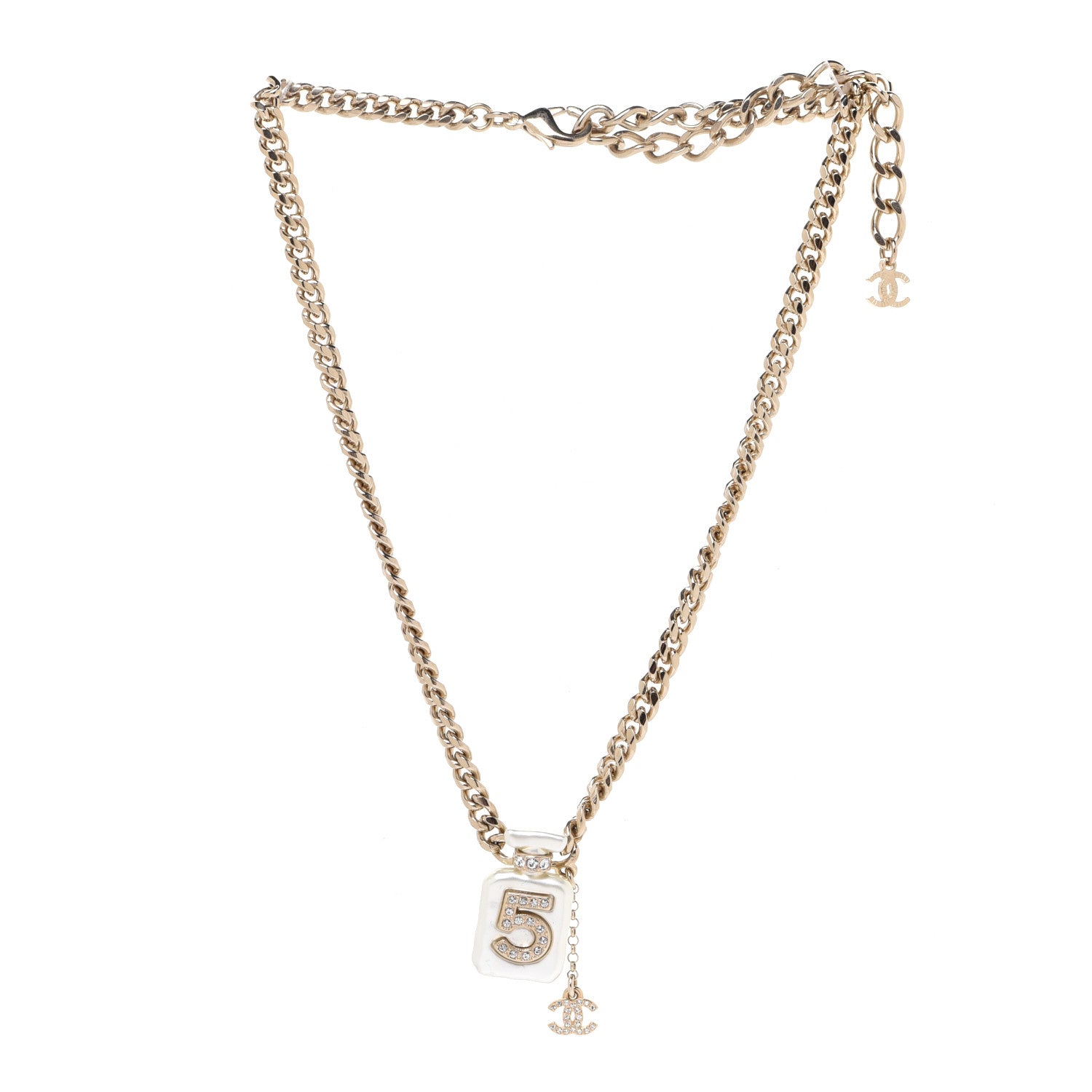 Chanel Resin Crystal CC No 5 Perfume Bottle Necklace 3 of 6