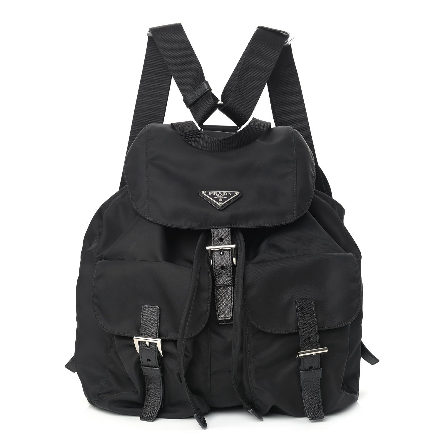 Prada Tessuto Nylon Saffiano Medium Backpack Black 1 of 12