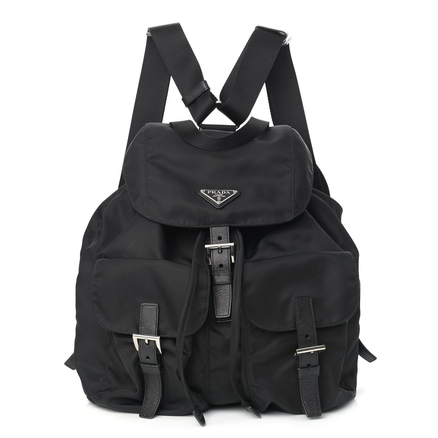 Tessuto Nylon Saffiano Medium Backpack Black