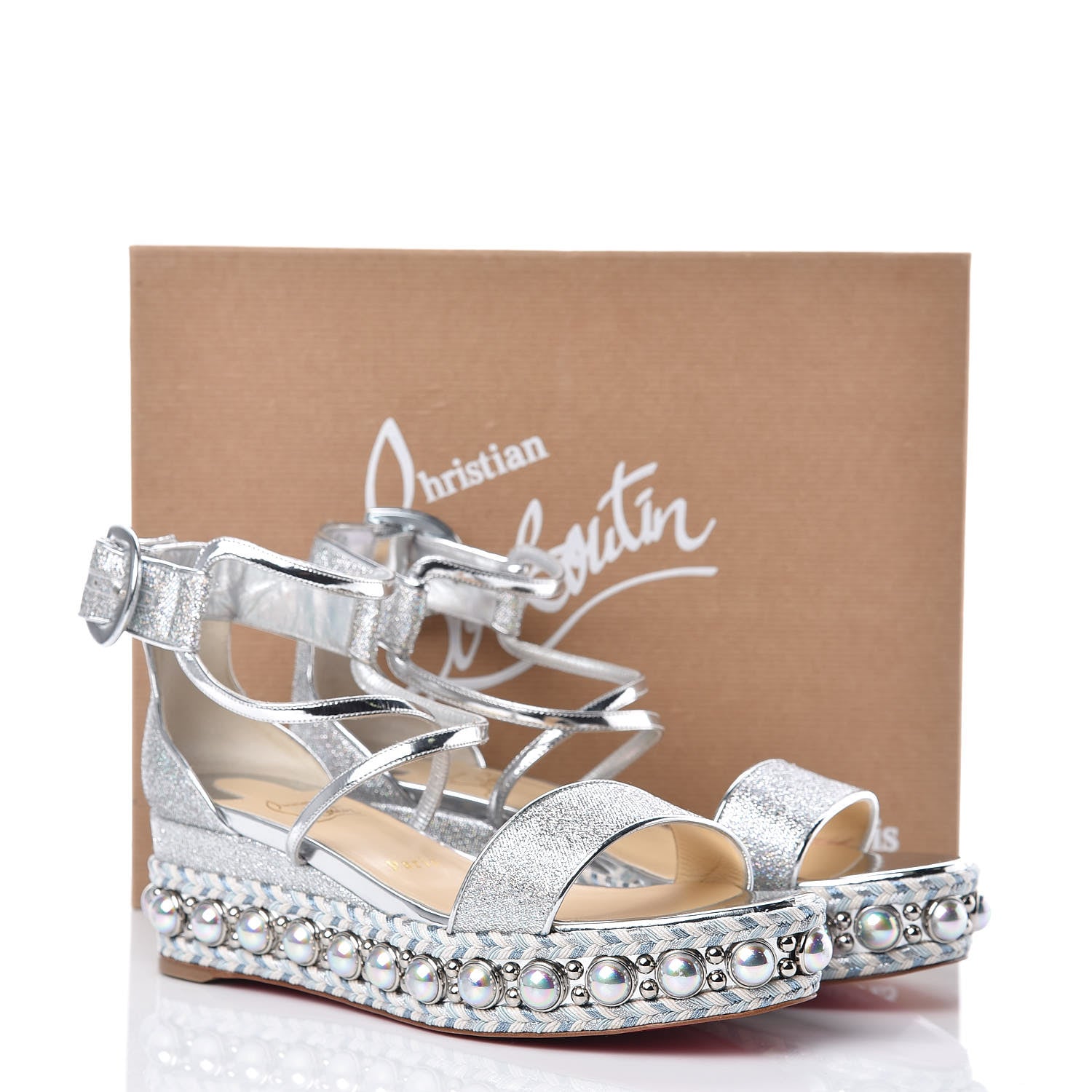 Christian Louboutin Lurex Chocazeppa 60 Platform Sandals 38 Silver 8 of 8