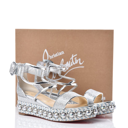Christian Louboutin Lurex Chocazeppa 60 Platform Sandals 38 Silver 8 of 8