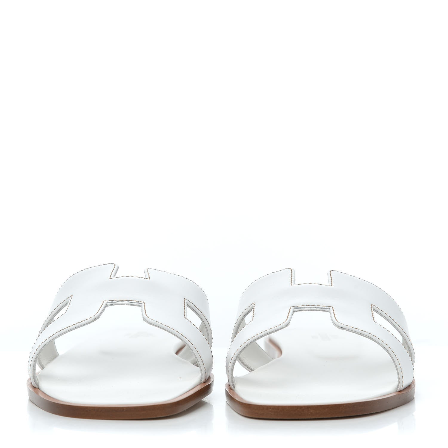 Hermes Box Calfskin Oran Sandals 38 White 2 of 9