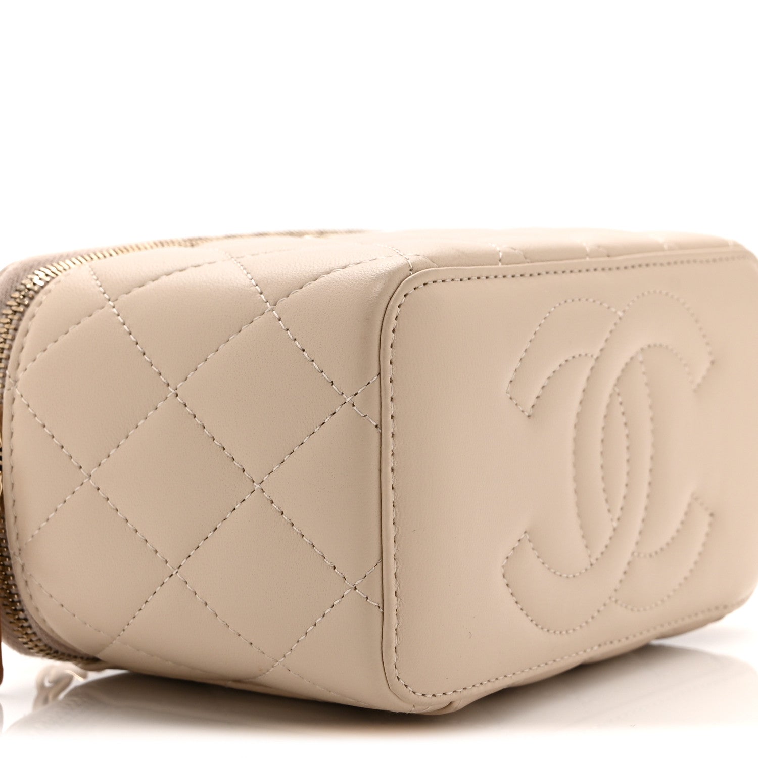 Chanel Lambskin Quilted Small Top Handle Vanity Case With Chain Beige 9 of 11