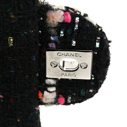 Chanel Tweed Quilted Medium Double Flap Black White Yellow Pink 7 of 11
