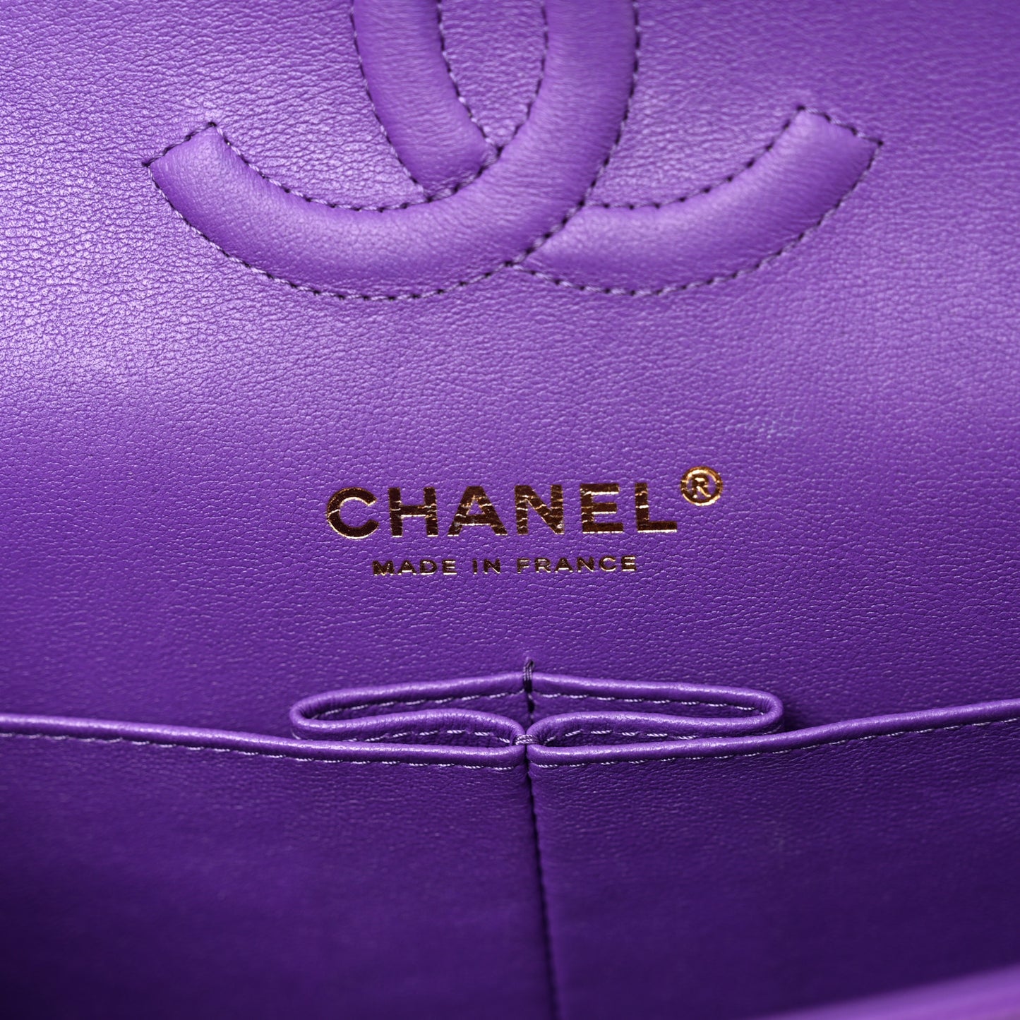 Caviar Quilted Medium Double Flap Purple