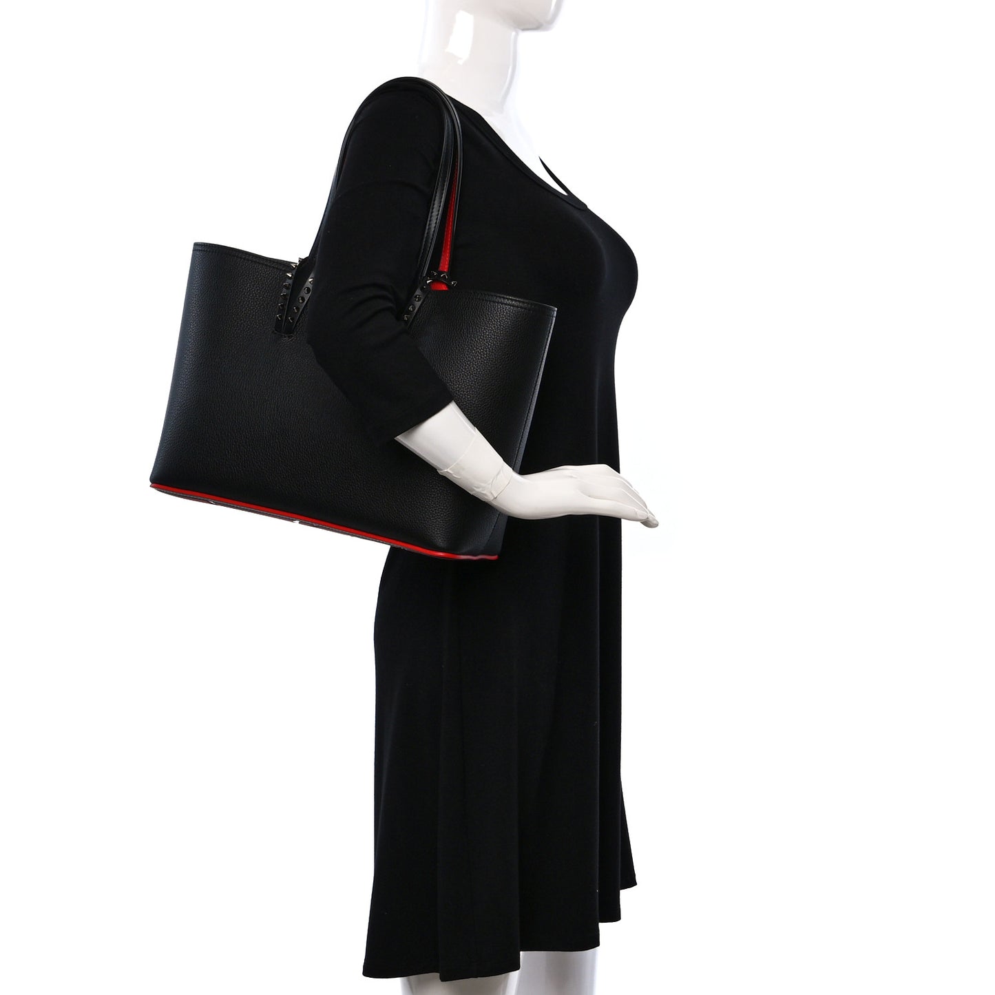 Calfskin Empire Spikes Small East West Cabata Tote Black