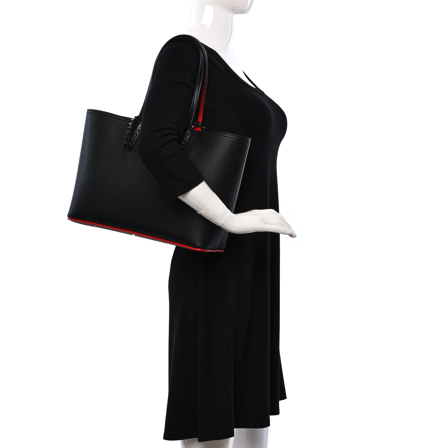 Christian Louboutin Calfskin Empire Spikes Small East West Cabata Tote Black 2 of 11