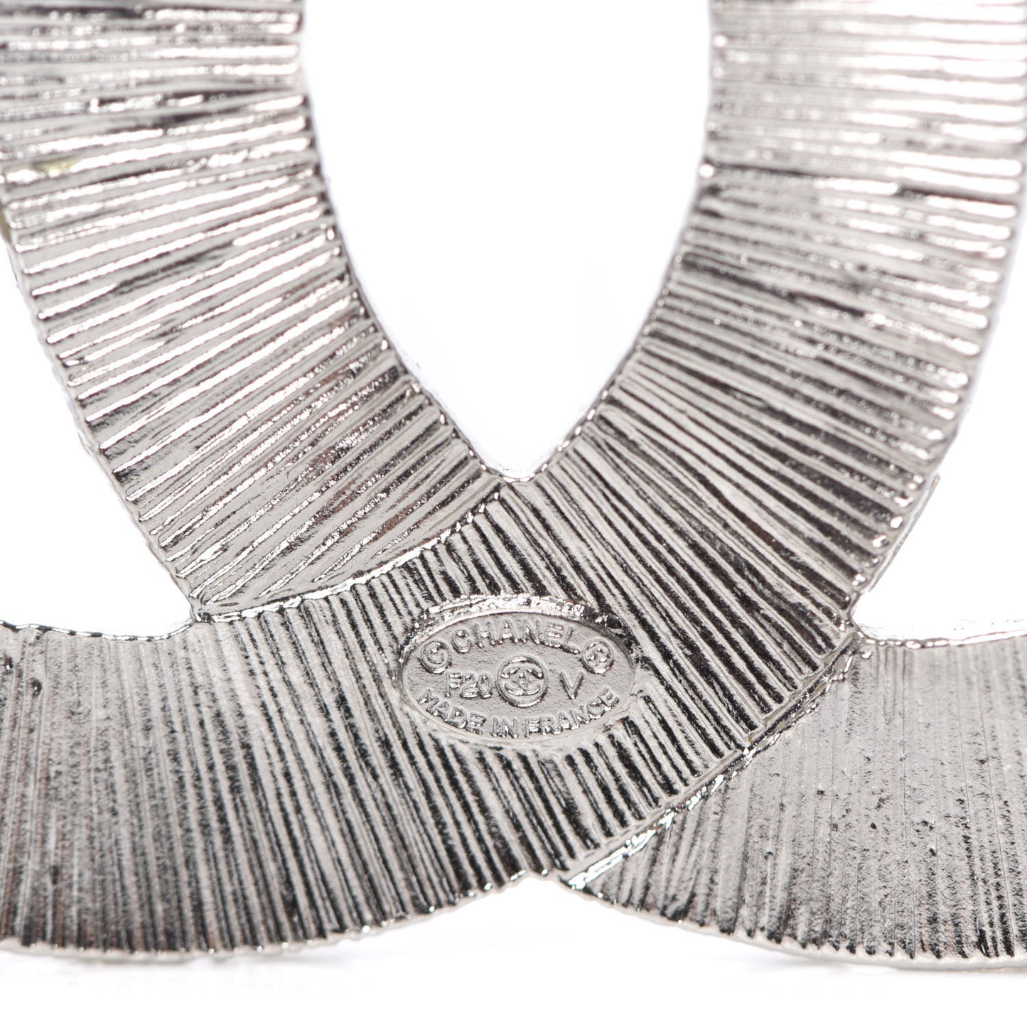 Baguette Crystal CC Brooch Silver