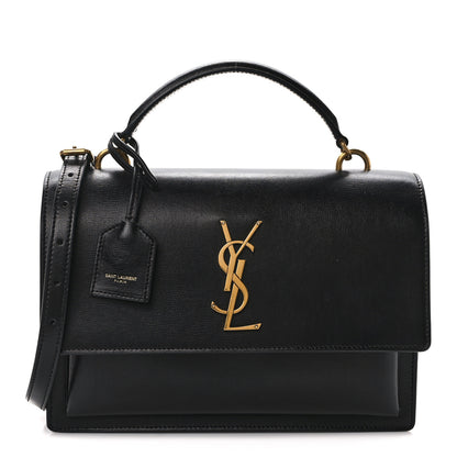 Saint Laurent Smooth Calfskin Medium Monogram Sunset Satchel Black 1 of 12