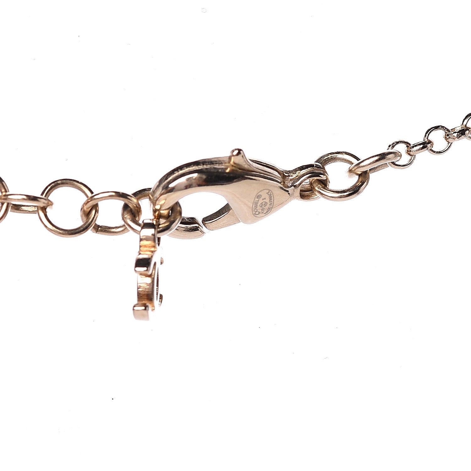 Chanel Beaded Resin CC Necklace Gold Pink 3 of 4