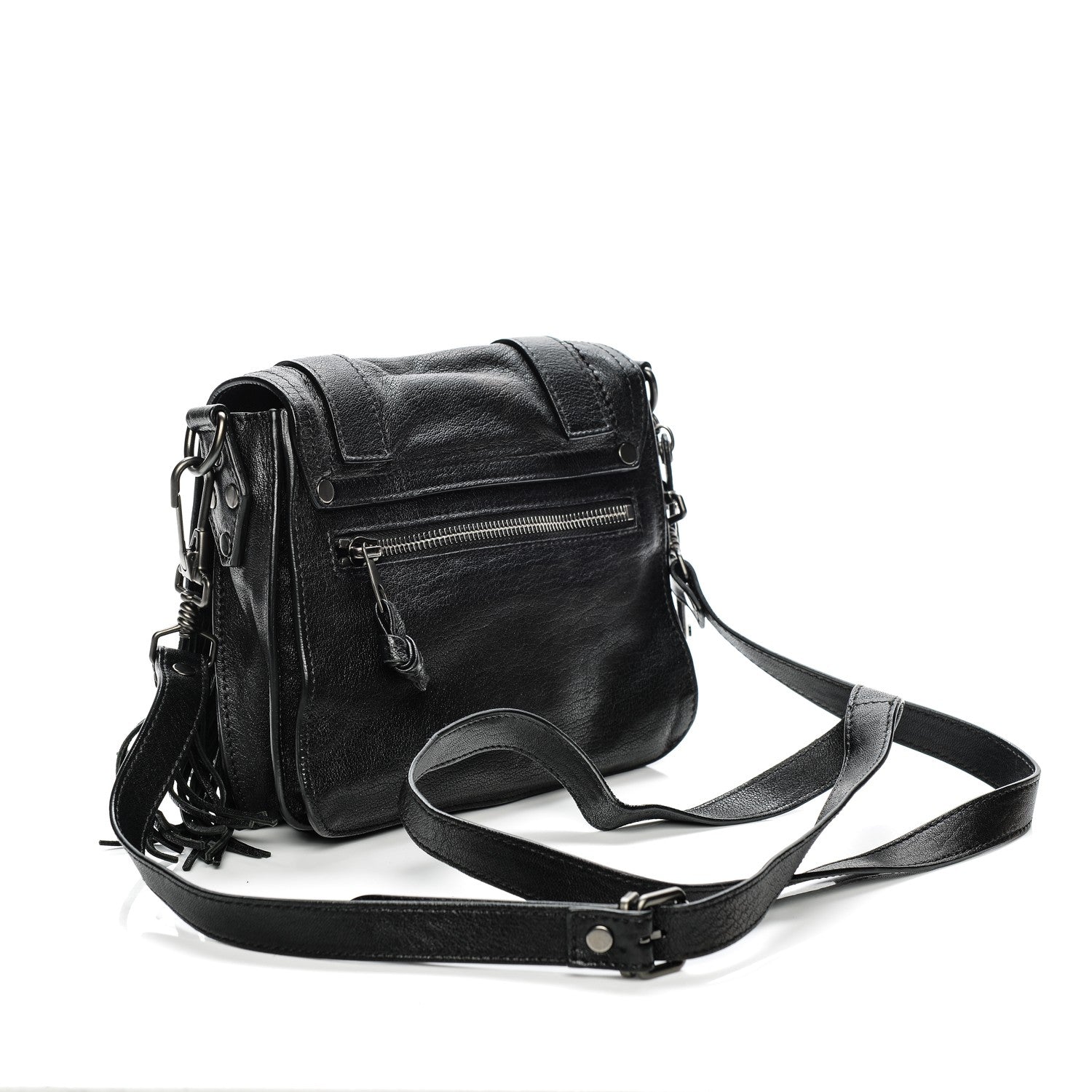Proenza Schouler Lambskin Fringe PS1 Crossbody Pouch Black 3 of 7