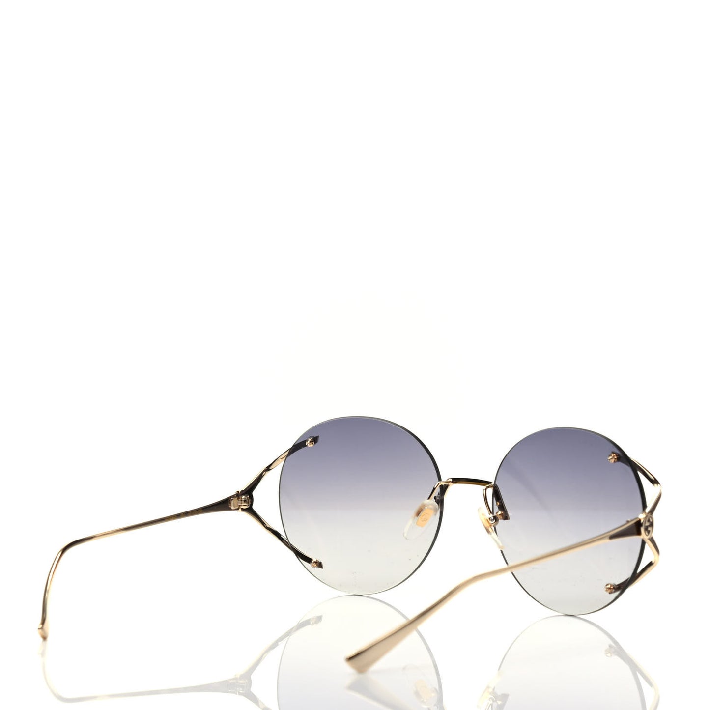 Metal Oversized Round Frame Sunglasses GG0645S Gold Grey