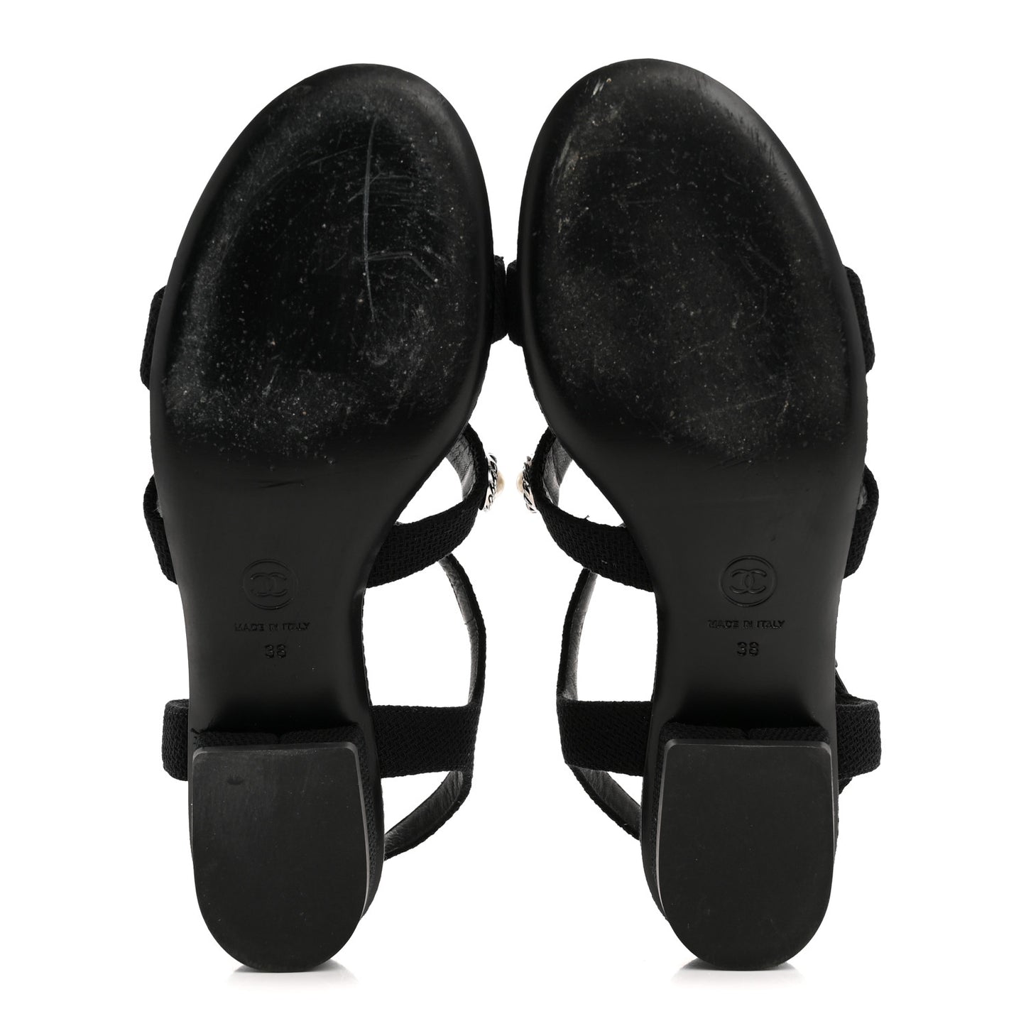 Tweed Medallion Sandals 38 Black
