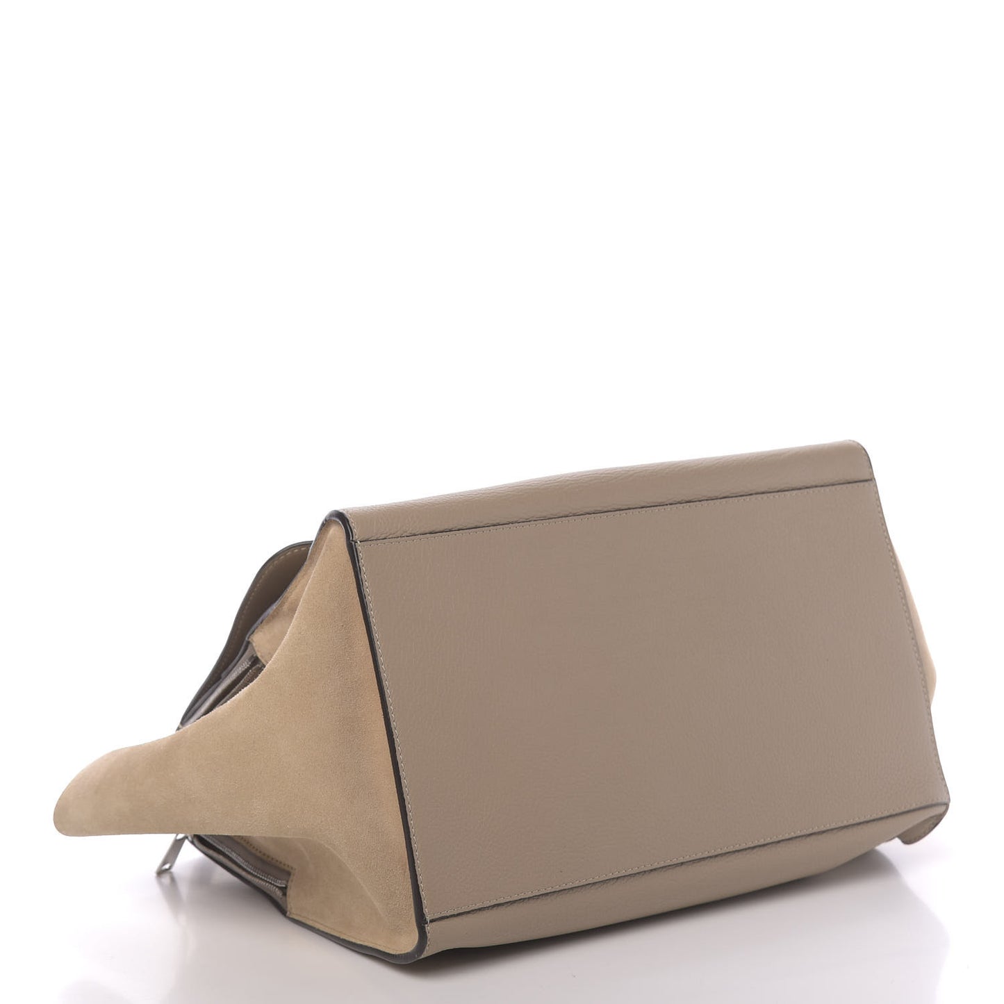 Drummed Calfskin Suede Double Zip Trapeze Sand
