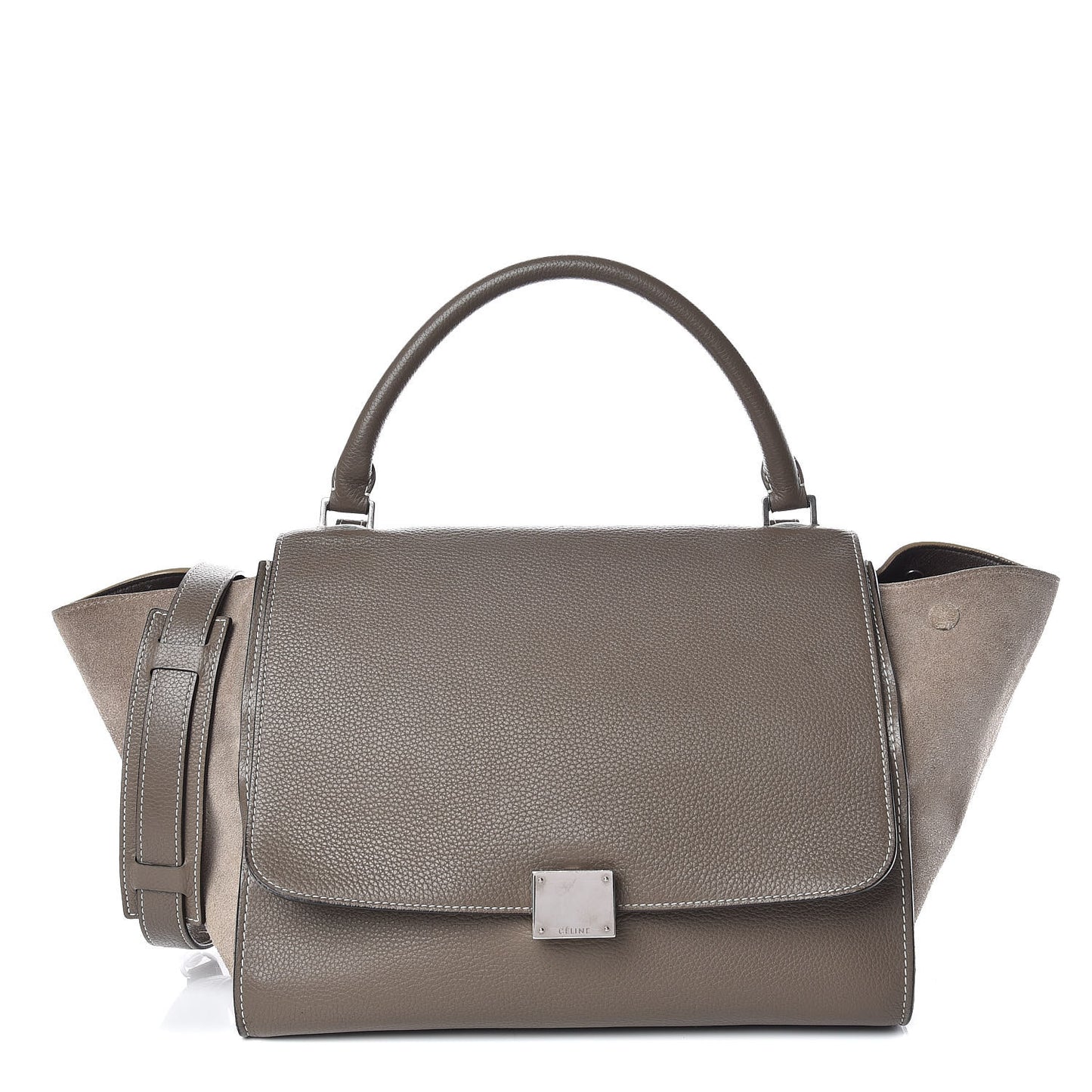 Drummed Calfskin Suede Medium Trapeze Souris