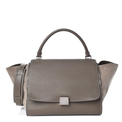 Celine Drummed Calfskin Suede Medium Trapeze Souris 1 of 19