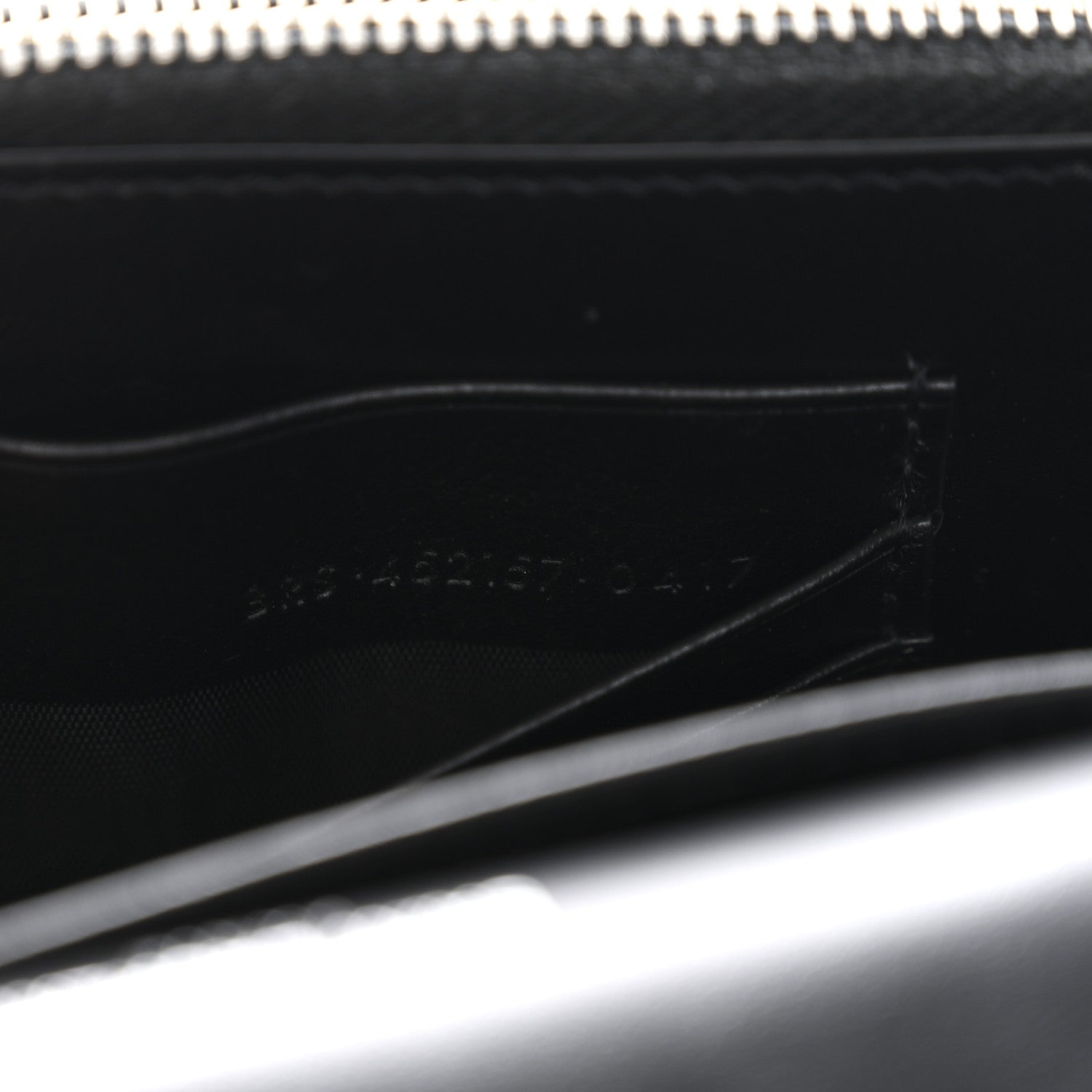 Saint Laurent Calfskin Crocodile Embossed Monogram Sunset Chain Wallet Black 7 of 11