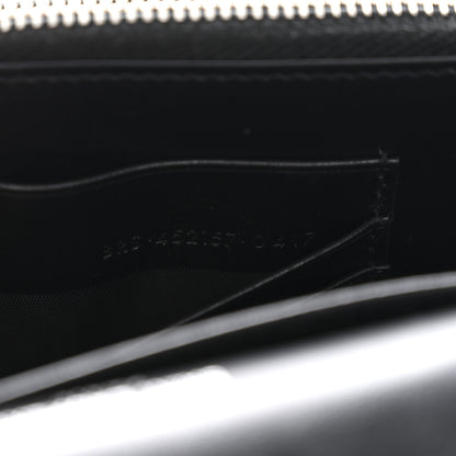 Saint Laurent Calfskin Crocodile Embossed Monogram Sunset Chain Wallet Black 7 of 11