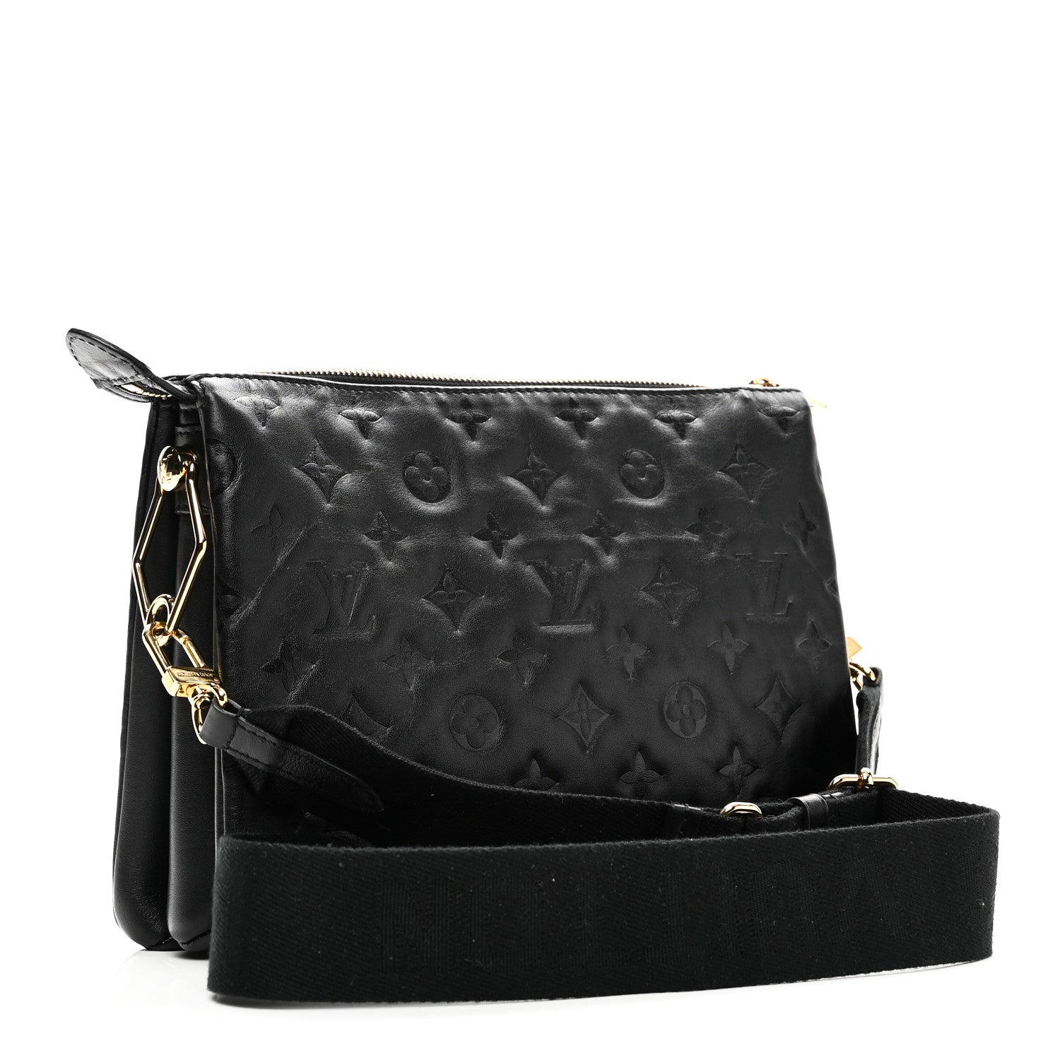 Louis Vuitton Lambskin Embossed Monogram Coussin PM Black 3 of 11